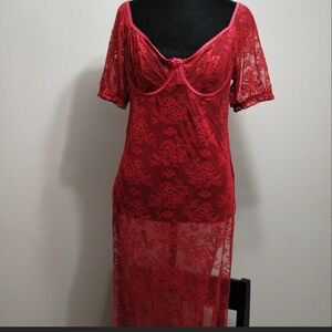 Othr Deep Red Lace Chemise
